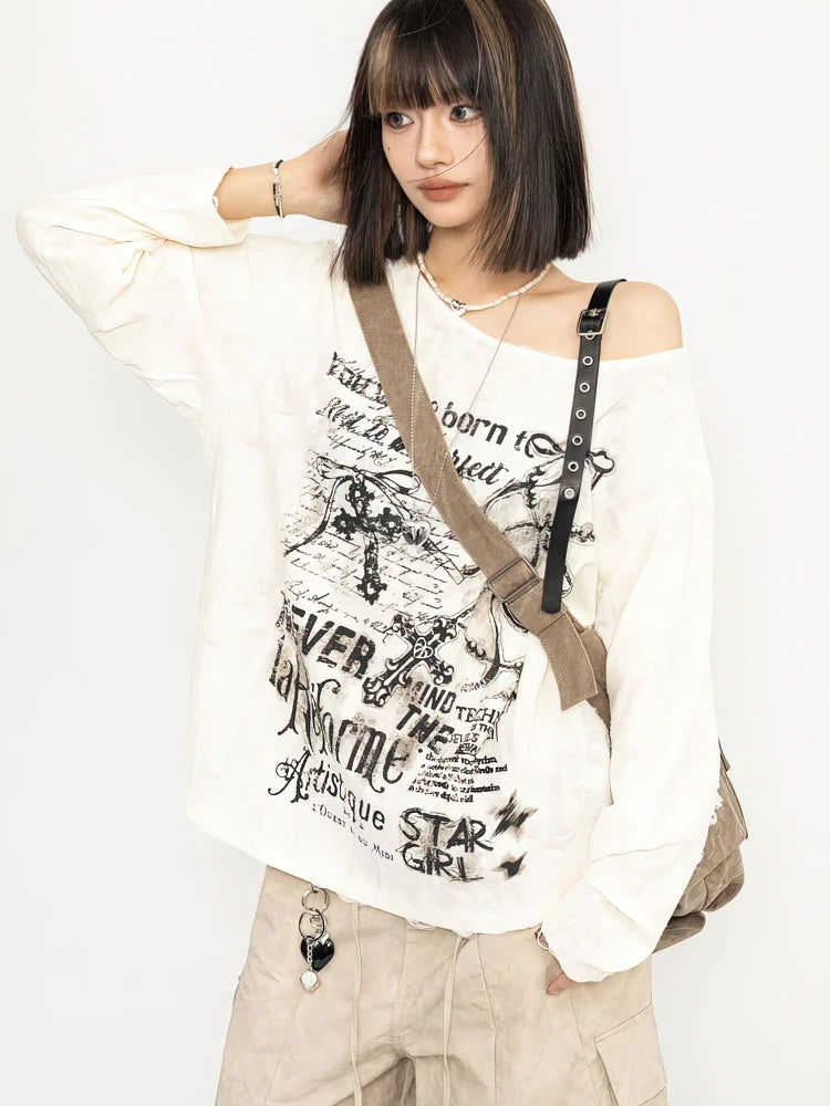 Y2K Off-Shoulder Oversize Tee