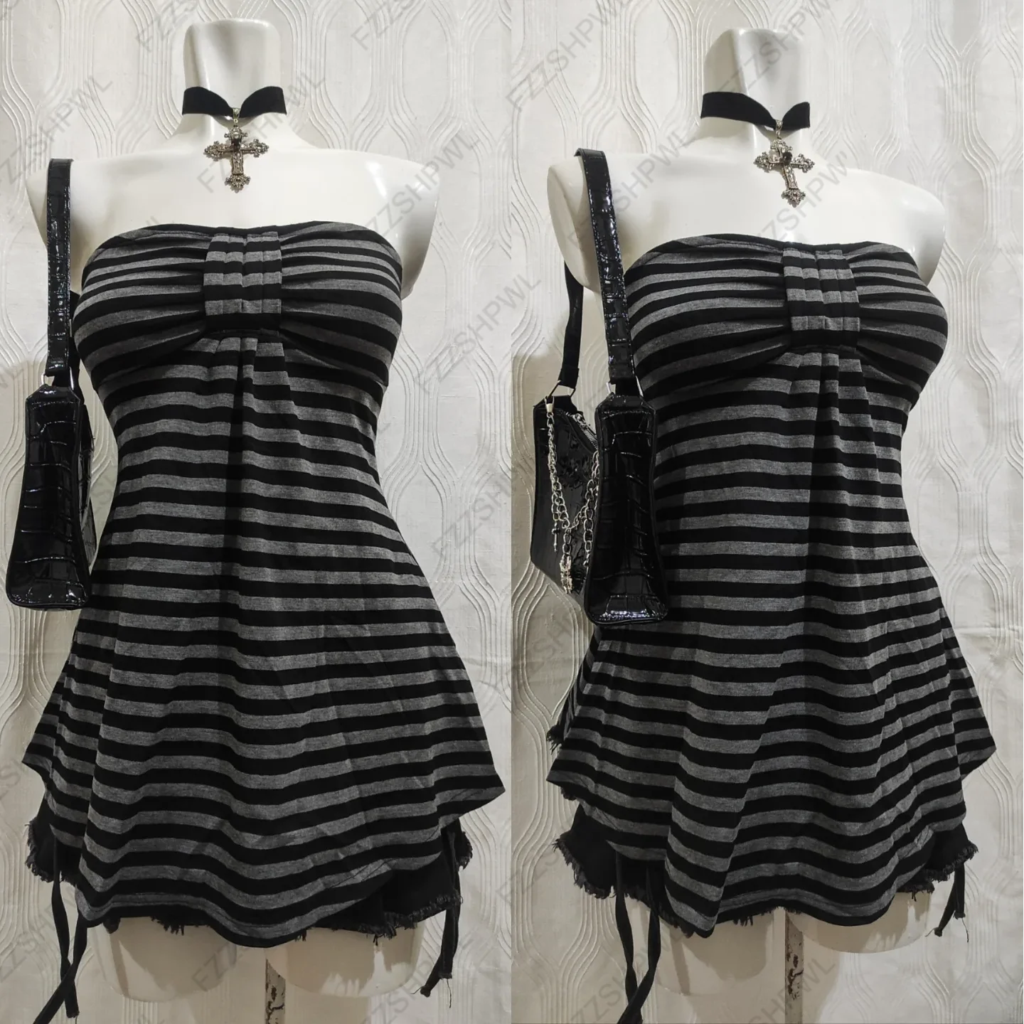 Gothic Y2K Zipper Crop Tee