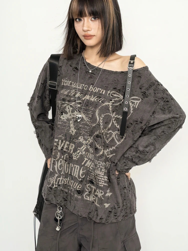 Y2K Off-Shoulder Oversize Tee