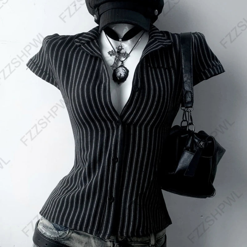 Gothic Y2K Zipper Crop Tee