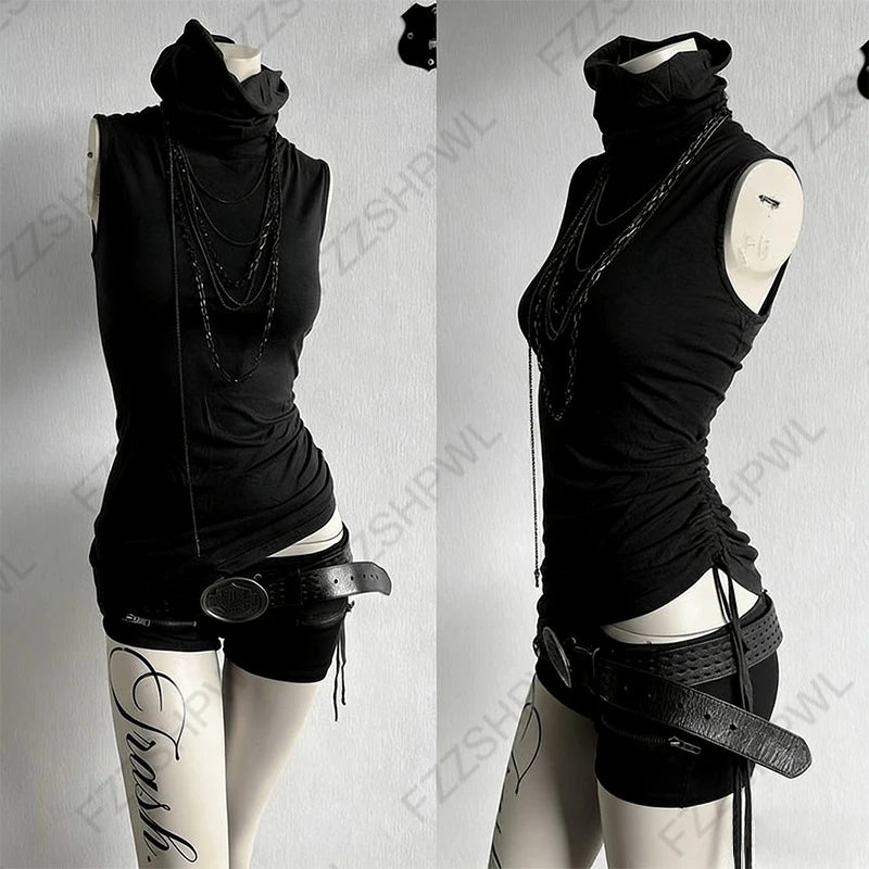 Gothic Y2K Zipper Crop Tee